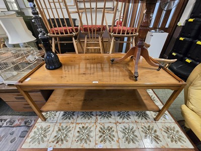 Lot 120 - A reproduction yew rectangular coffee table...