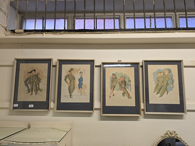 Lot 133 - A set of four framed and glazed 1940s military...