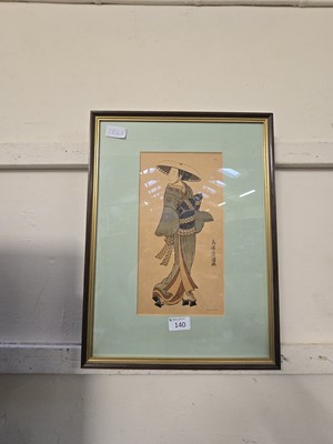 Lot 140 - A framed and glazed Japanese print of man