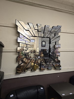 Lot 150 - A large modern mirror framed sunburst effect...