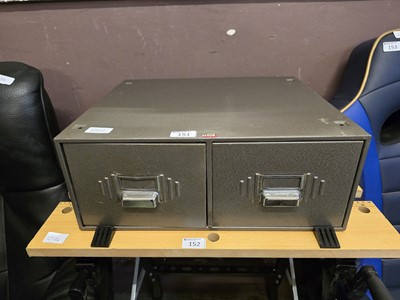 Lot 151 - A grey metal two drawer index cabinet