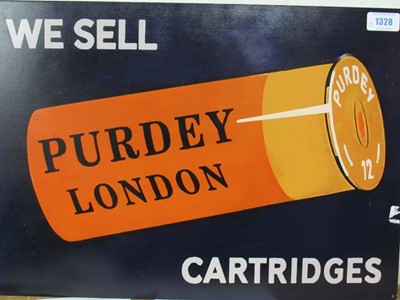 Lot 1328 - Three reproduction retailer signs for Purdey