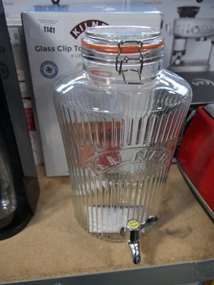 Lot 1141 - Boxed Kilner glass drinks dispenser with 1...