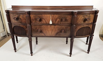 Lot 32 - A mahogany regency figured sideboard having...