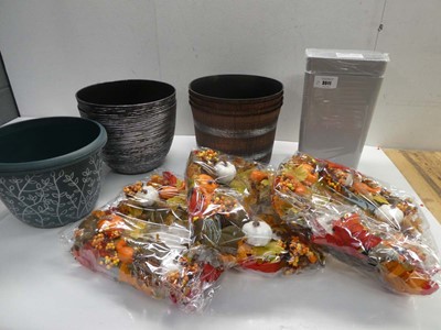 Lot 3511 - 7 assorted planters, kitchen bin and 3 Xmas...