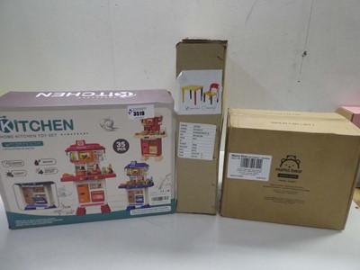 Lot 3519 - Kitchen play set, Plastic kids table & chair...