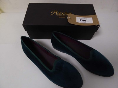 Lot 3716 - Boxed pair of ladies Flabelus slippers, green,...