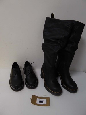 Lot 3749 - Pair of Dr. Martens tall heeled boots, black,...