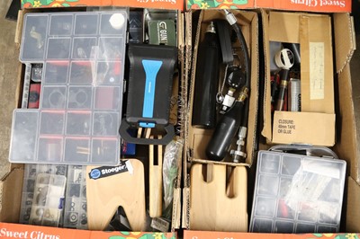 Lot 1355 - Two trays of air weapon spares, fixings, and...