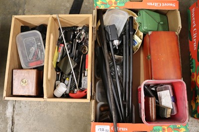 Lot 1356 - Tray and wooden box of air weapon spares,...