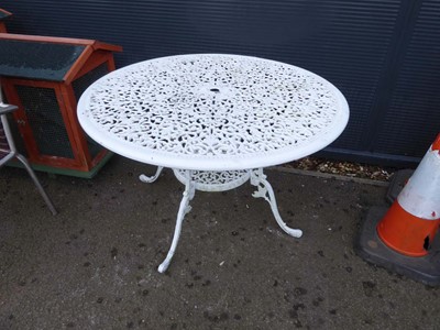 Lot 4122 - Large circular aluminium garden table with...