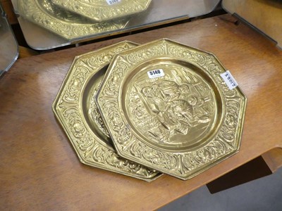 Lot 5140 - Pair of beaten brass trays