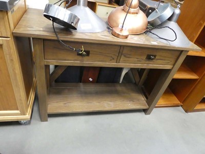 Lot 5177 - Oak 2 drawer side table with second tier