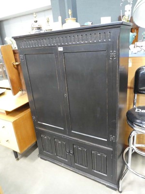 Lot 5142 - Black painted four door cupboard