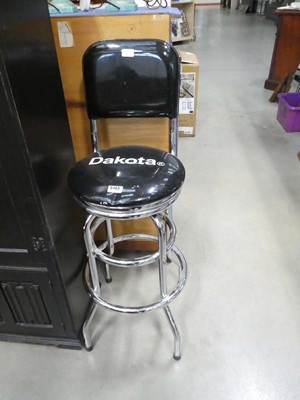 Lot 5143 - Chromed bar stool with upholstered seat and...