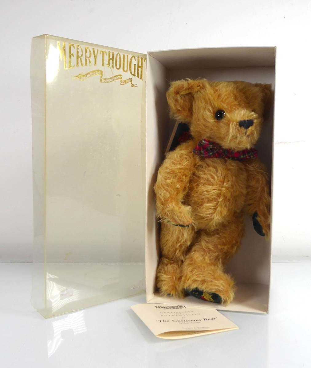 Lot 161 - A Merrythought fully jointed 'Christmas' bear,...