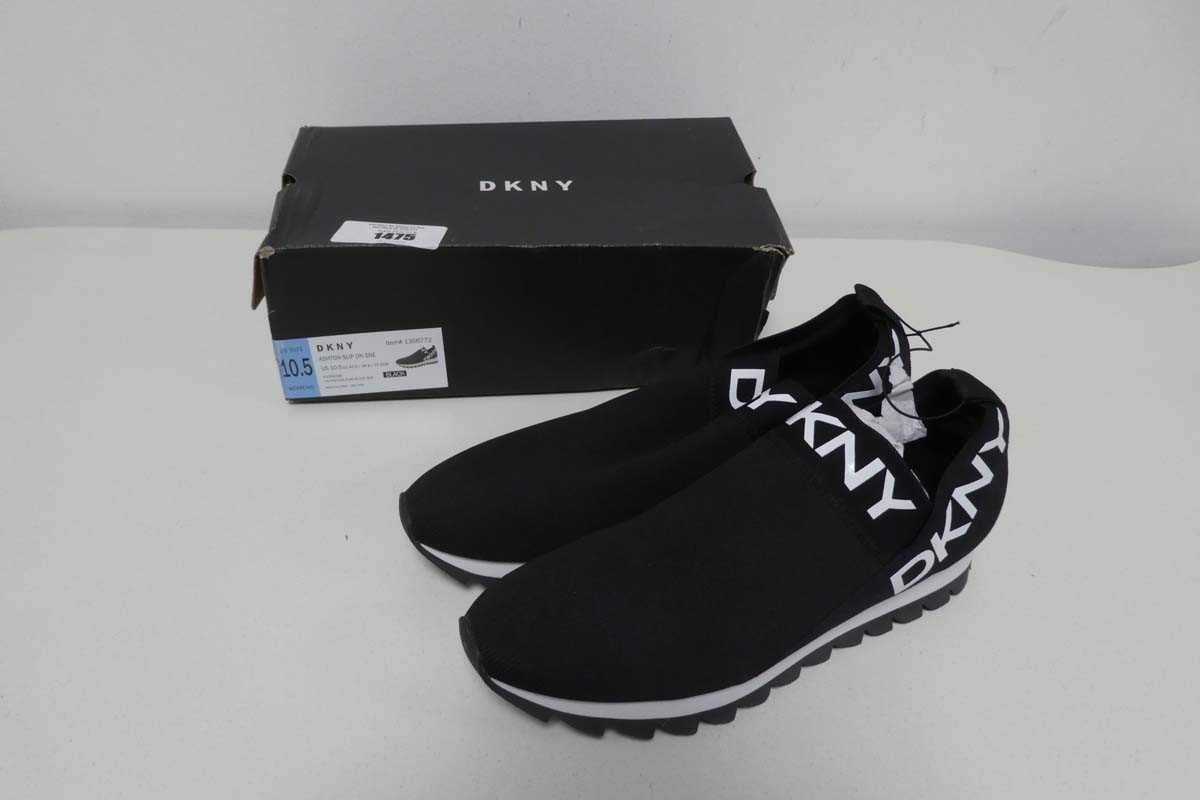 Lot 1475 - Boxed pair of ladies DKNY slip on trainers in...