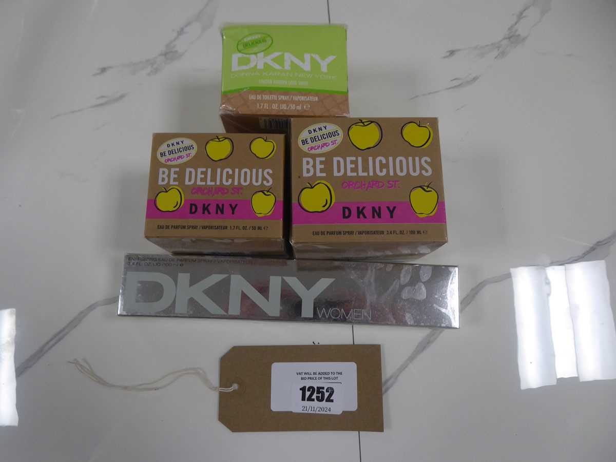 Lot 1252 - 4x DKNY perfumes to include be Delicious 100ml...