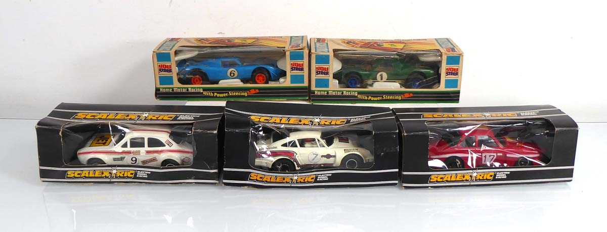 Lot 166 - Five Scalextric slot cars: Ford Mirage GT,...