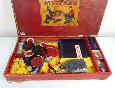 Lot 169 - A card Meccano box containing a selection of...