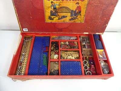 Lot 169 - A card Meccano box containing a selection of...