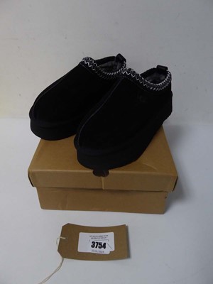 Lot 3754 - Boxed pair of Ugg slip ons, black, UK 4