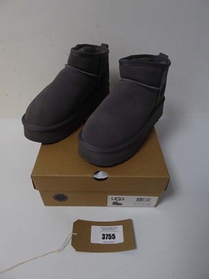 Lot 3755 - Boxed pair of Ugg ankle boots, grey, UK 4