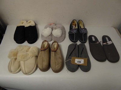 Lot 3790 - 7 pairs of slippers of various styles and...