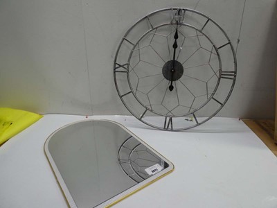 Lot 3621 - Large wall clock and Arch shaped mirror