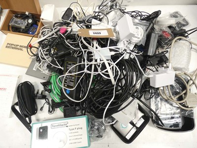 Lot 2433 - Quantity of cables, leads, PSUs, adapters, etc