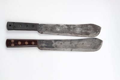 Lot 83 - Two WWII machetes: 'Endure' 14½ ins bolo blade...