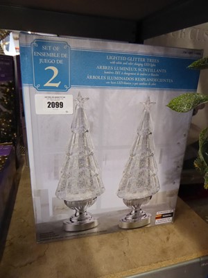 Lot 2099 - Set of 2 LED light up glass glitter trees