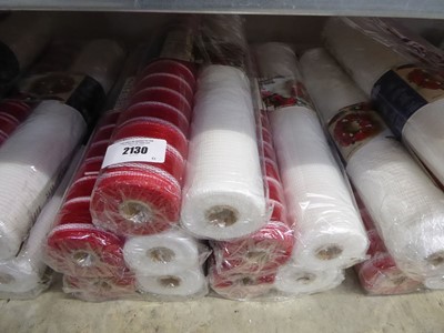 Lot 2130 - Five 2 piece white and red mesh ribbon sets