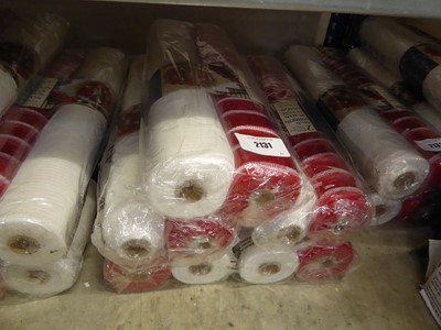 Lot 2131 - Five 2 piece white and red mesh ribbon sets