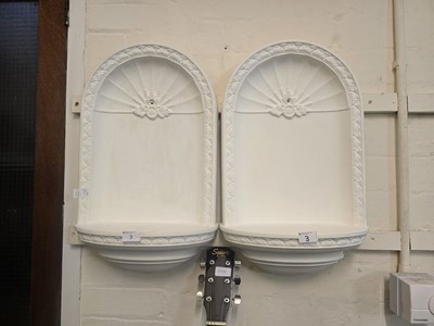 Lot 3 - A pair of modern plaster arch topped floral...