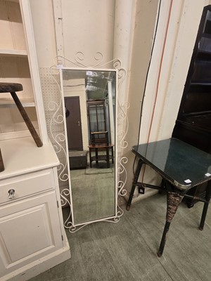 Lot 25 - A white metal painted wall mirror