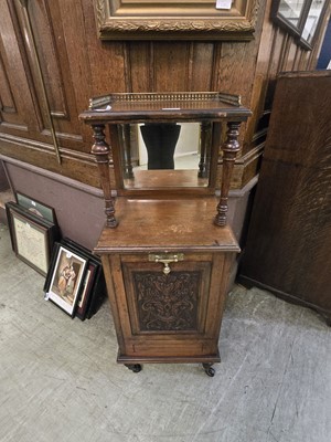 Lot 36 - An Edwardian walnut and brass galleried coal...