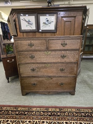 Lot 39 - A Georgian oak chest of two short over three...