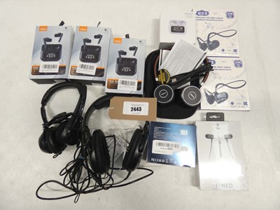 Lot 2443 - Various wireless earphones and wired headsets