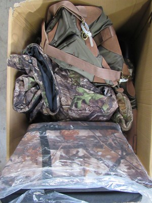 Lot 1264 - Large box of camouflage shooting clothing and...