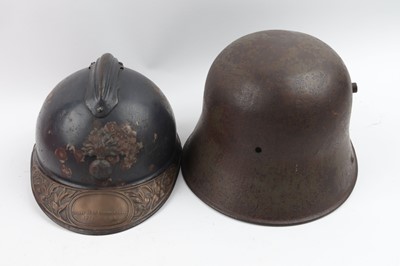 Lot 88 - French WWI Adrian pattern infantry helmet, the...