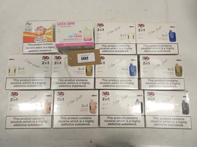 Lot 2452 - 10x 10-Packs IVG 2-in-1 disposable vapes,...