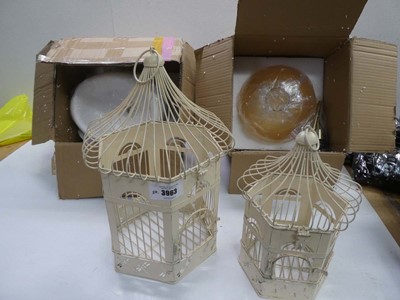 Lot 3963 - 2 metal bird cages and 2 ceiling light fittings