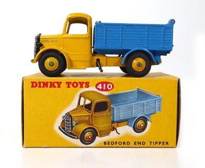 Lot A Dinky 410 Bedford end tipper, yellow/light...