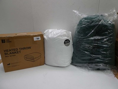 Lot 3994 - Heated throw, 10.5 tog single duvet and...