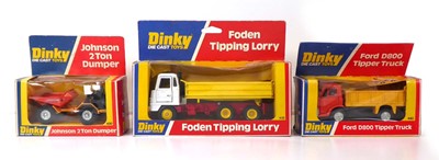 Lot Three Dinky models: 430 Johnson 2 ton dumper,...