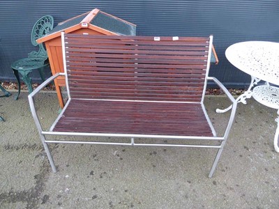 Lot 4121 - Metal frame wood slated garden bench