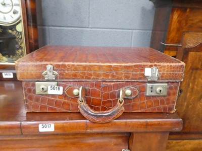 Lot 5016 - Crocodile skin case with 4 vintage flags