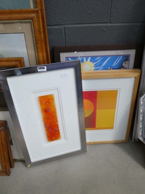 Lot 5058 - 2 abstracts plus a painting with bird, and a...