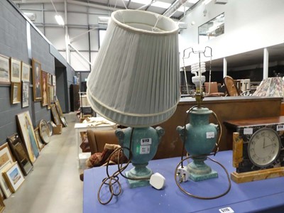 Lot 5113 - Pair of urn shaped table lamps with pleated...